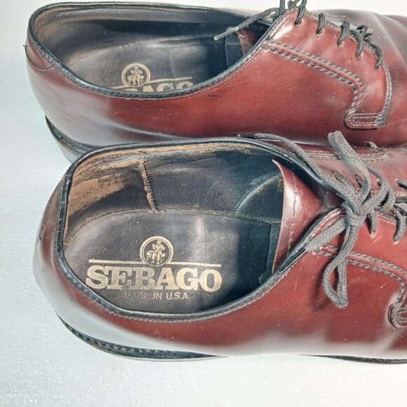 SEBAGO Brown Leather Plain Toe Derby Dress Shoes Mens 12.5 Classic Good Cond - Picture 3 of 8